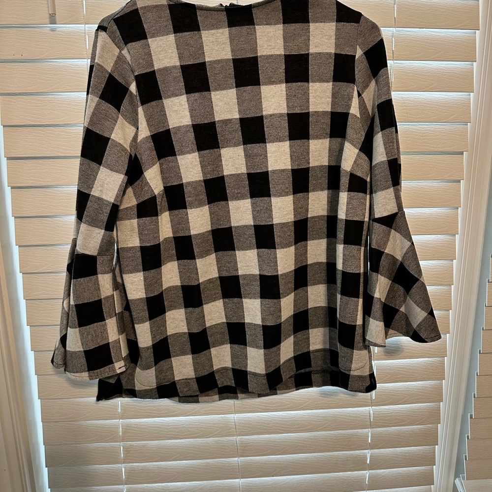 Crown & Ivy Black and White Checkered Blouse